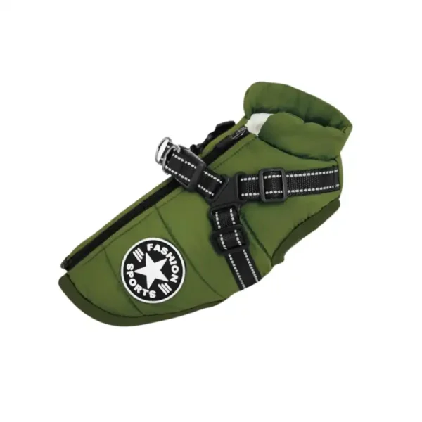 weenieland-shop-dachshund-dog-winter-jacket-army-green Weenie Dog Winter Jacket With Harness